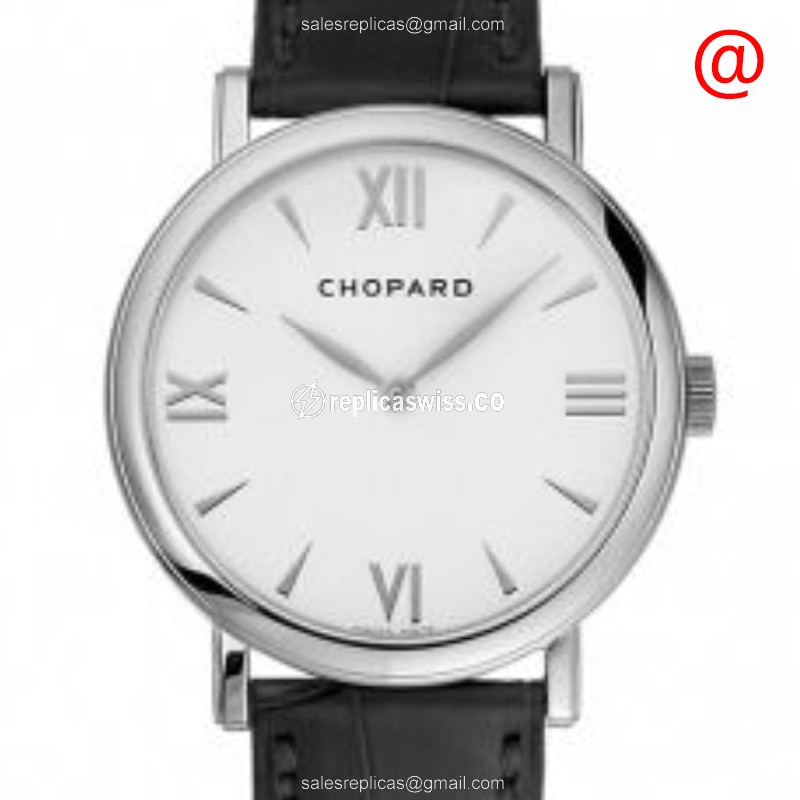 Chopard CLASSIQUE Quartz Steel White Dial Leather Black Buckle Replica Watch - Luxury Replica CLASSIQUE Watch